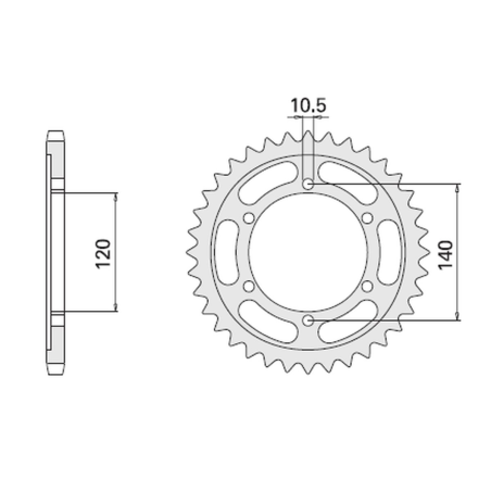 CHT galinė žvaigždė 498 48 KAWASAKI ZZR 600 93-06 (499-48) (JTR499.48)