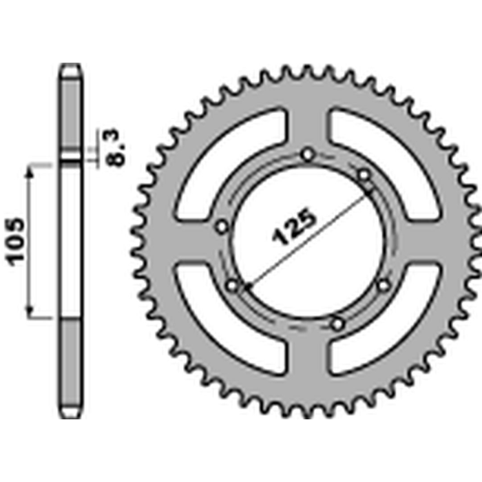 PBR rear sprocket 4513 49 C45 YAMAHA YZF 125R '08-'20, MT-125 '15-'20 (JTR1844.49) (step 428)