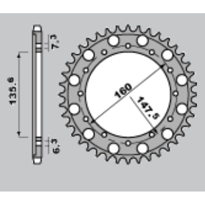 CHT rear sprocket 1507 56 FANTIC MOTOR 50/80/125/200 '84-'96 ENDURO TRIAL, BETA MOTOR 125 '09, '86-'90 125 TRIAL ENDURO/TRIAL