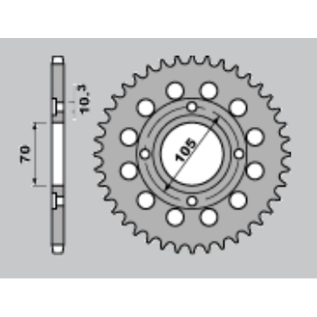 CHT galinė žvaigždė 278 38 HONDA CB 250 360 400 73-79 (278-38) (JTR278.38)
