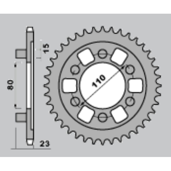 CHT rear sprocket 3555 38 APRILIA AF1 125 90-93 (A4150019380)