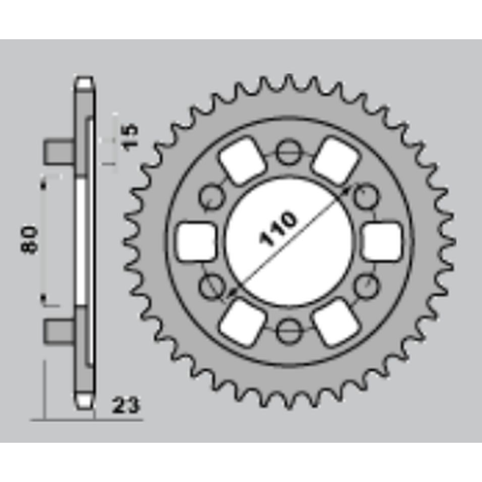 CHT rear sprocket 3555 38 APRILIA AF1 125 90-93 (A4150019380)