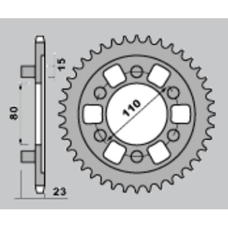 CHT galinė žvaigždė 3555 38 APRILIA AF1 125 90-93 (A4150019380)