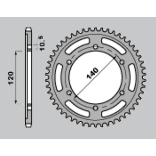 JR rear sprocket 498 42 KAWASAKI ZZR 600 '90-'06, VN 800 VULCAN '95-'06, TL 1000R/S '97-'02, GSX 1300R HAYABUSA '99-'07, GSX-R