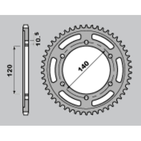 JR rear sprocket 498 42 KAWASAKI ZZR 600 '90-'06, VN 800 VULCAN '95-'06, TL 1000R/S '97-'02, GSX 1300R HAYABUSA '99-'07, GSX-R