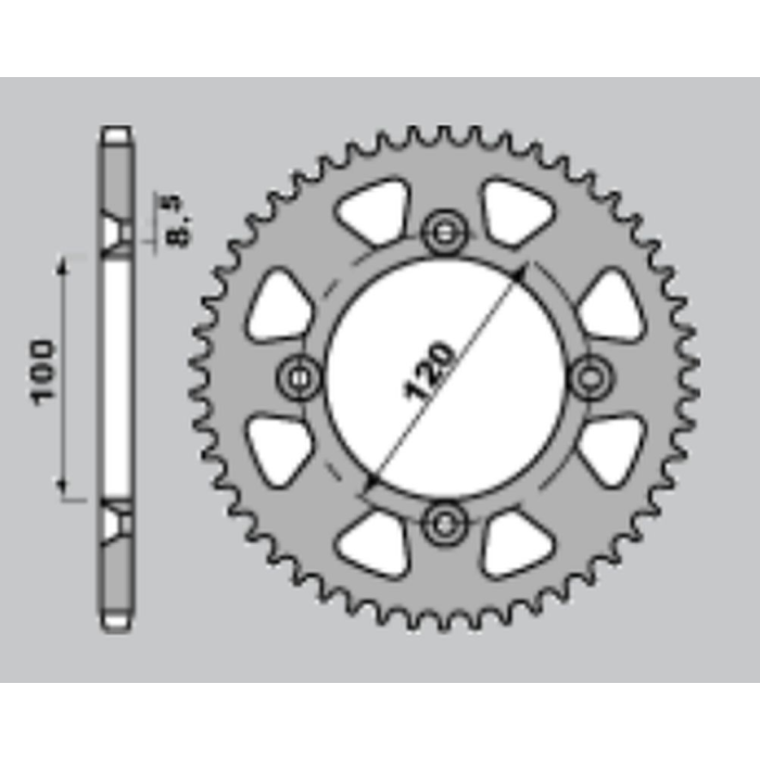 JR galinė žvaigždė aliumininė (anoduota) 798 49 SUZUKI RM 80 '83-'01, RM 85 '02-'20, YAMAHA YZ 80 '93-'01, YZ 85 '02-'22 mėlyna