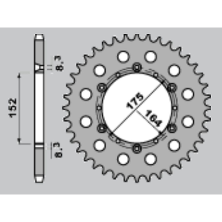 JR rear sprocket aluminum (anodized) 856 49 gold color