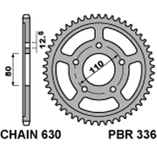PBR rear sprocket 336 35 C45 HONDA CBX 1000 (79-80) (SC03) (chain 630)