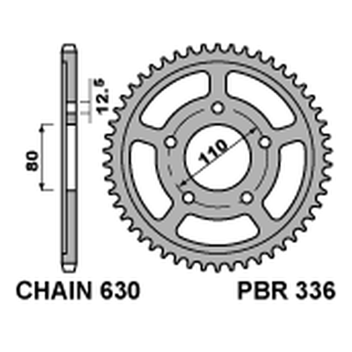 PBR rear sprocket 336 35 C45 HONDA CBX 1000 (79-80) (SC03) (chain 630)