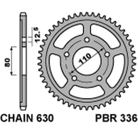PBR rear sprocket 336 35 C45 HONDA CBX 1000 (79-80) (SC03) (chain 630)
