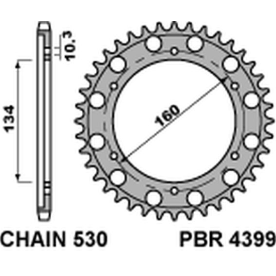 PBR rear sprocket 4399 43 C45 CBR 900 RR`00-03, CBR 1000RR`06-15 (JTR1306.43) (pitch 530) (+1)