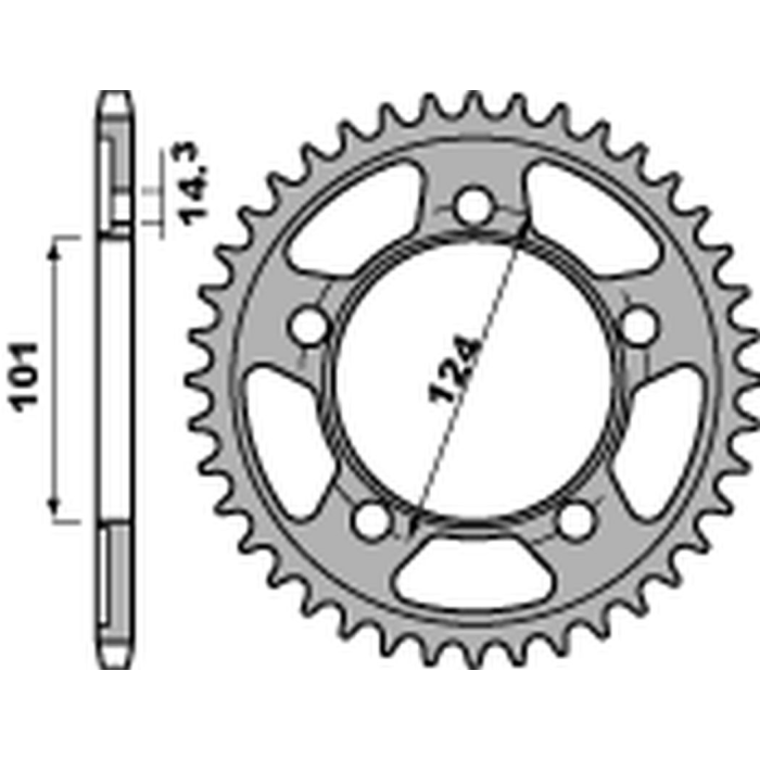 PBR rear sprocket 4508 42 C45 KTM 950/990/1190 RC8 /DUKE/ SUPERMOTO (JTR898.42) (pitch 525)