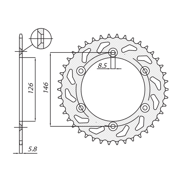 SUNSTAR rear sprocket 808 47 SUZUKI DRZ 400 00-09 (JTR808.47) (pitch 520) (80847JT)