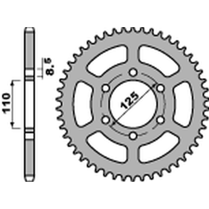 PBR rear sprocket 1514 44 C45 CAGIVA 125 FRECCIA '88-'89, BLUES '87-'95 (JTR13.44) (pitch 520) (STD.+5)