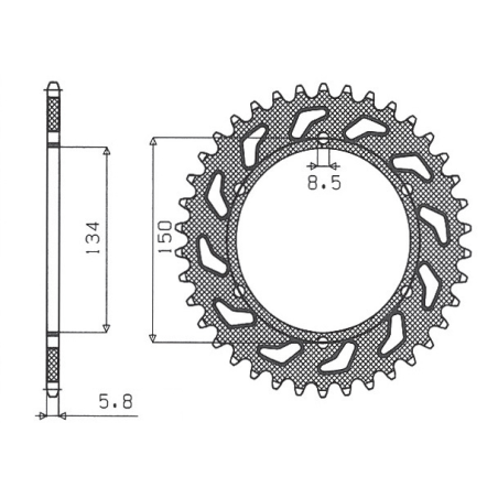 SUNSTAR galinė žvaigždė 489 48 KAWASAKI KX/KXF `84-'20 (JTR460.48) (žingsnis 520) (48948JT)