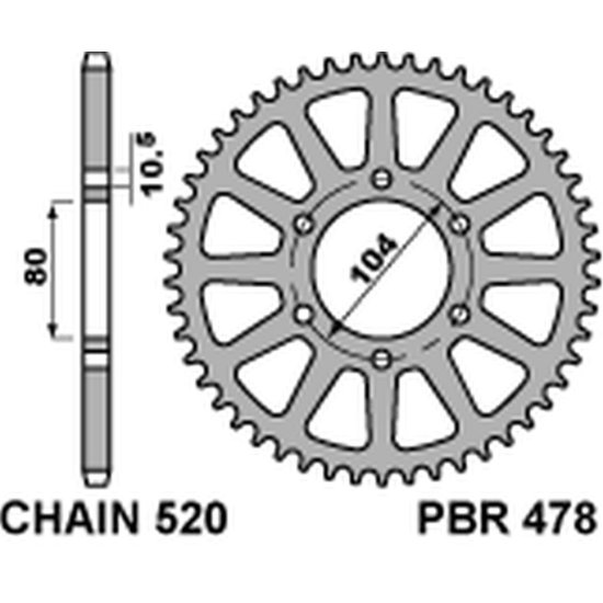 PBR rear sprocket 478 47 C45 KAWASAKI Z 1000/SX '03-'20, ZX-10R/RR '04-'20, ZX-6R '98-'20, ER-6N '06-'17, VERSYS 650 '07-'20 (