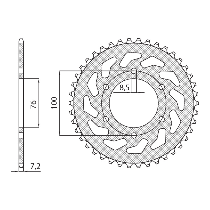 SUNSTAR rear sprocket 4513 48 YAMAHA YZF 125R '08-'15 (JTR1844.48) (pitch 428) (451348JT)