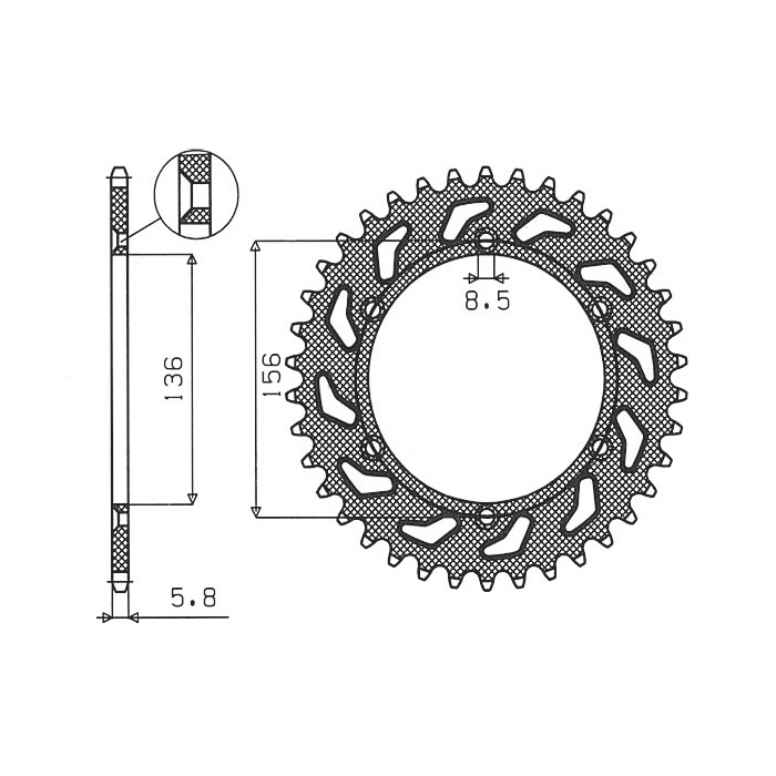 SUNSTAR rear sprocket 702 43 HUSQVARNA SM 610 (08-09), SUZUKI DR350 (90-03), RGV 250 (91-96) (JTR822.43) (pitch 520) (70243