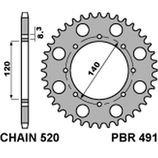 PBR rear sprocket 491 41 C45 KAWASAKI KLE 500 '97-'07, KLR 650 '87-'17, W 800 '18-'20 (JTR487.41) (pitch 520)