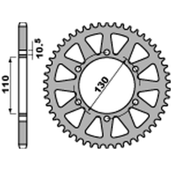PBR rear sprocket 504 47 C45 KAWASAKI EL 250 NINJA '88-'02, 250R NINJA '07-'15, YAMAHA YZF-R1 '98-'05 (JTR486.47) (step 52
