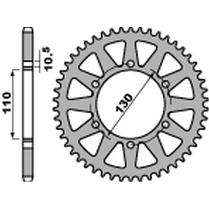 PBR rear sprocket 504 47 C45 KAWASAKI EL 250 NINJA '88-'02, 250R NINJA '07-'15, YAMAHA YZF-R1 '98-'05 (JTR486.47) (step 52