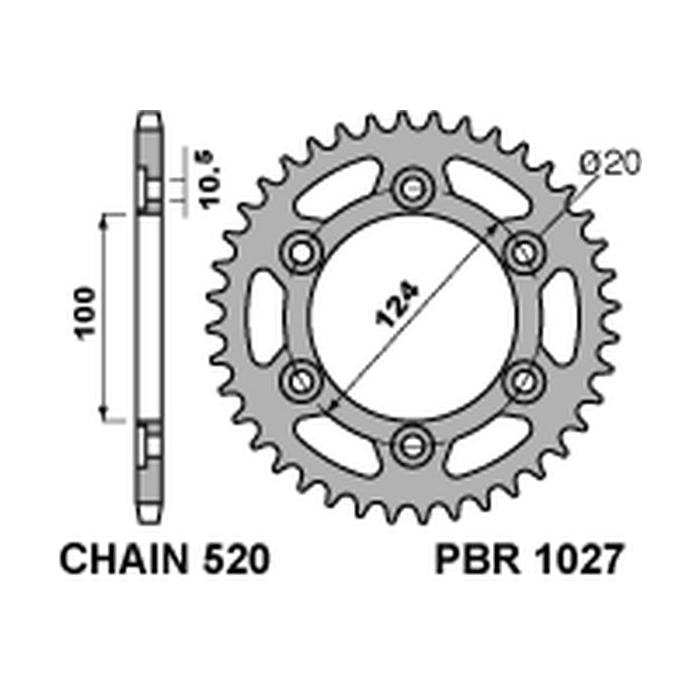 PBR rear sprocket 1027 42 C45 DUCATI MONSTER 695/800 (JTR735.42) (pitch 520)