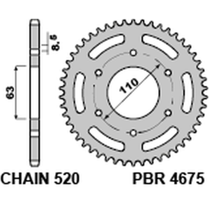 PBR rear sprocket 4675 43 C45 KTM 125/200 DUKE '14-18, 390 DUKE/RC '13-18 (JTR890.43) (pitch 520)