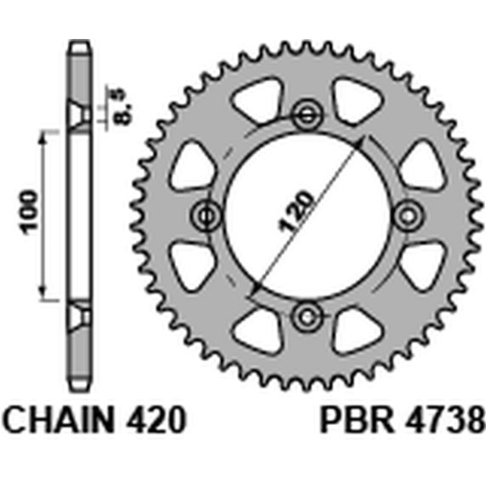 PBR rear sprocket 4686 38 HONDA CBR 250R '11-'13, CBR 300R '14-'16