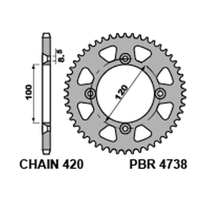 PBR rear sprocket 4686 38 HONDA CBR 250R '11-'13, CBR 300R '14-'16