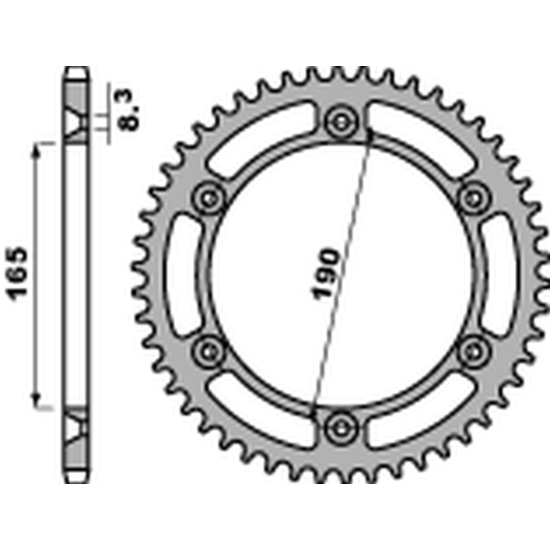 PBR rear sprocket 896 48 C45 KTM 125/250/350 ENDURO '87-'90, MX 420/495 '81-'84, MX 500 '85-'93, LC4 600 '88-'92 (JTR896.48) (