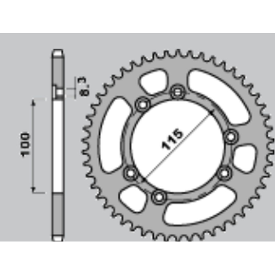 CHT rear sprocket aluminum T7075 4423 51 BETA 50RR, SUPERMOTARD, FANTIC CABALLERO (pitch 420) color silver