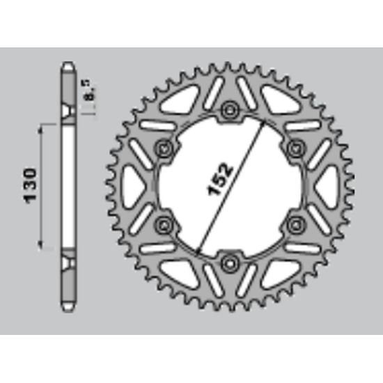 CHT rear sprocket aluminum T7075 4500 48 APRILIA MXV/RXV/SXV 450/550 '06-'12 (JTR706.48)* (pitch 520) color silver