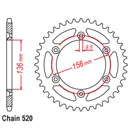 CHT rear sprocket aluminum T7075 702 52 HUSQVARNA TE/TC 90-14, BETA 350/400/450 RR 4T, CAGIVA 125/250 WMX/WRK ENDURO color