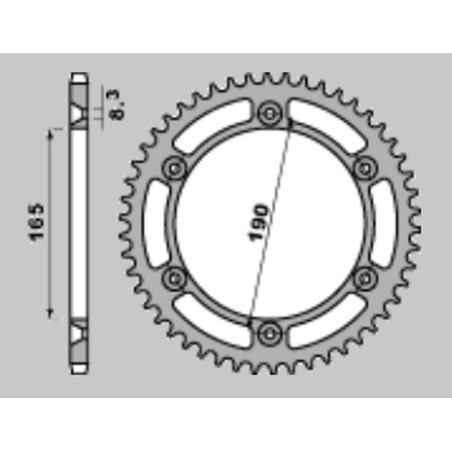 CHT galinė žvaigždė aliumininė T7075 896 48 KTM 600 LC4 ENDURO (88-89), 125 ENDURO (89) (žingsnis 520) spalva sidabro