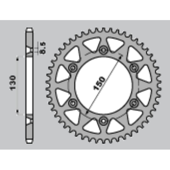 JR rear sprocket aluminum T7075 270 51 (27051 YAMAHA YZ/YZF '99-'18 WRF '01-'18 (JTR251.51) (pitch 520) color gold