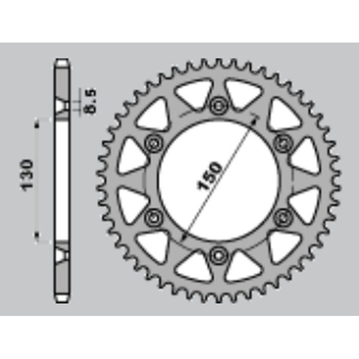 JR rear sprocket aluminum T7075 270 51 (27051 YAMAHA YZ/YZF '99-'18 WRF '01-'18 (JTR251.51) (pitch 520) color gold