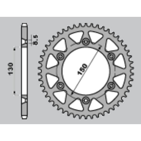 JR rear sprocket aluminum T7075 270 51 (27051 YAMAHA YZ/YZF '99-'18 WRF '01-'18 (JTR251.51) (pitch 520) color gold
