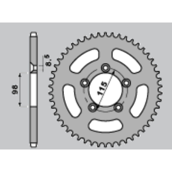 JR rear sprocket aluminum T7075 4552 50 KTM SX 60 '98-'01, SX 65 '98-'21, HUSQVARNA TC 65 '17-'21 (pitch 420) color gold