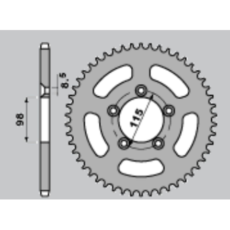JR galinė žvaigždė aliumininė T7075 4552 50 KTM SX 60 '98-'01, SX 65 '98-'21, HUSQVARNA TC 65 '17-'21 (žingsnis 420) spalva auks