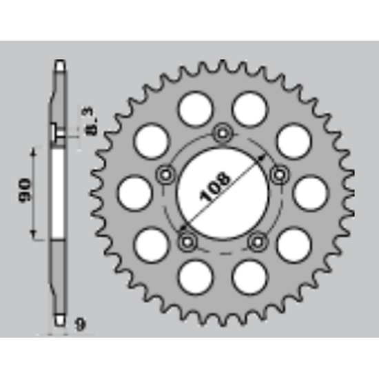 JR rear sprocket 1026 38 DUCATI 750 PASO '86-'90, 906 PASO '90-'93
