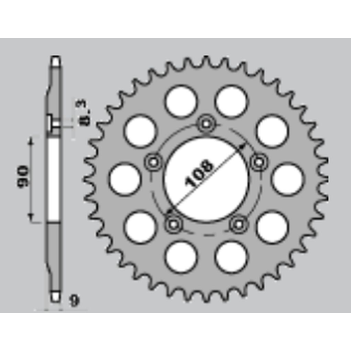 JR rear sprocket 1026 38 DUCATI 750 PASO '86-'90, 906 PASO '90-'93