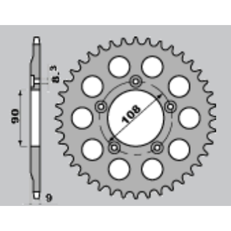 JR rear sprocket 1026 38 DUCATI 750 PASO '86-'90, 906 PASO '90-'93