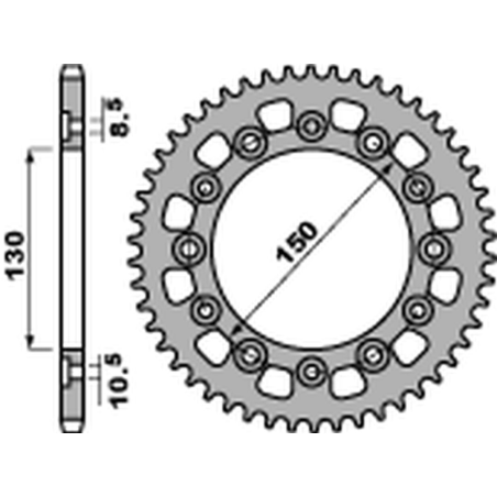 PBR galinė žvaigždė 4309 42 C45 HONDA XL600/XL500/NX650/XR600/FX650 (JTR245/3.42) (žingsnis 520)