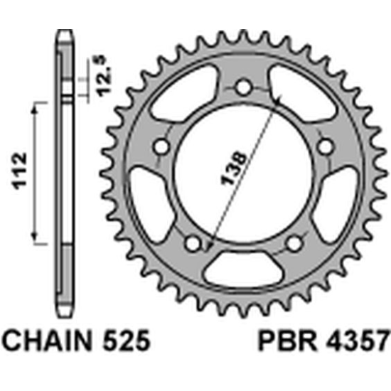 PBR rear sprocket 4357 38 C45 HONDA VT 750S 11-13 (JTR1304.38) (pitch 525)