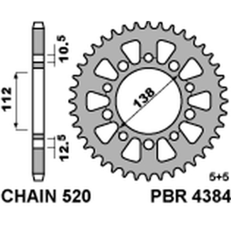 PBR galinė žvaigždė 4384 41 C45 HONDA 500F/R/X 13-16 (JTR1316.41)