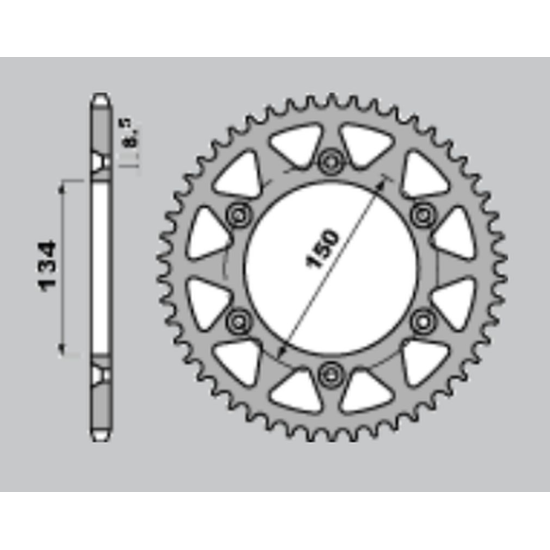 JR rear sprocket 489 49 KAWASAKI KX 125/250/500 '84-'08, KDX 200 '84-'06, KDX 220 '97-'05, KDX 250 '91-'96, KLX 250 '93-'20, K