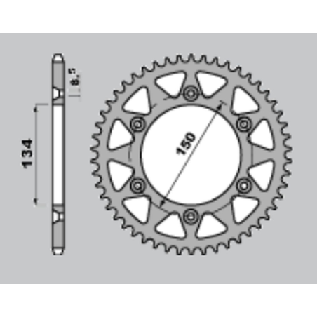 JR rear sprocket 489 49 KAWASAKI KX 125/250/500 '84-'08, KDX 200 '84-'06, KDX 220 '97-'05, KDX 250 '91-'96, KLX 250 '93-'20, K