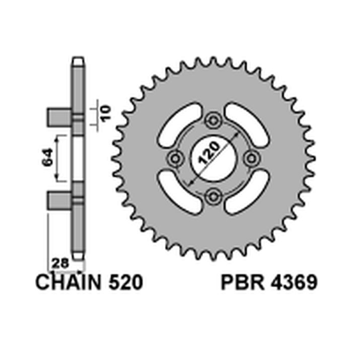 PBR rear sprocket 4369 41 C45 HONDA AX1 250 (00-05) (pitch 520)