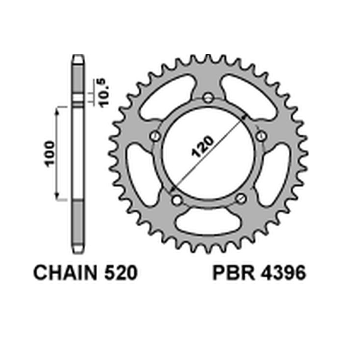 PBR rear sprocket 4396 39 APRILIA RS 125 06-12 (JTR703.39)
