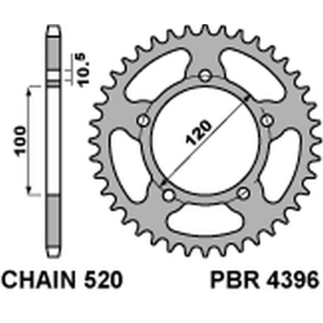 PBR rear sprocket 4396 39 APRILIA RS 125 06-12 (JTR703.39)
